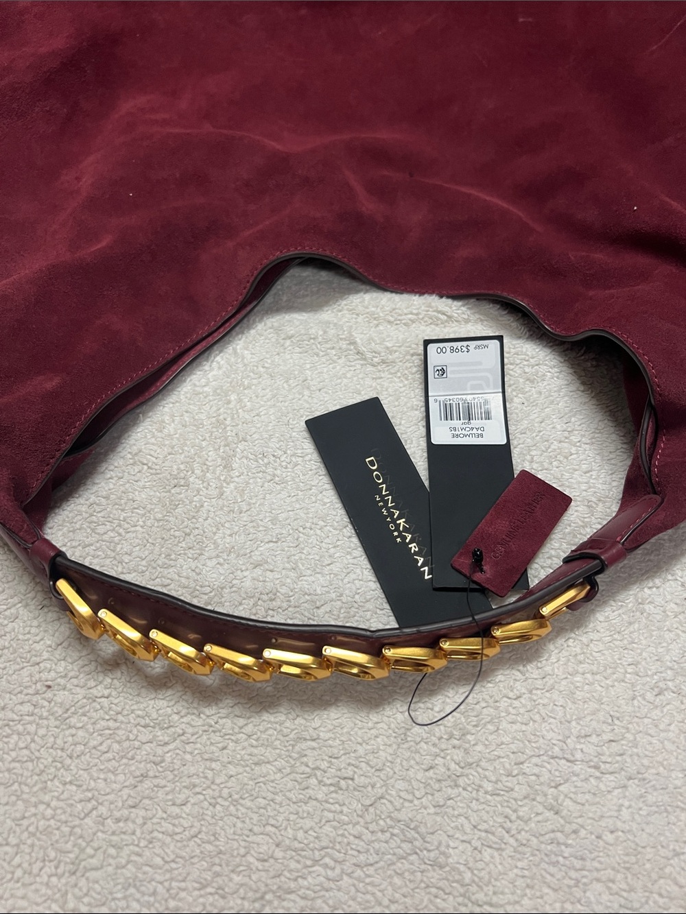 Donna Karen New York Bellmore Extra Large Suede Hobo With Bezel Strap - Picture 8 of 14